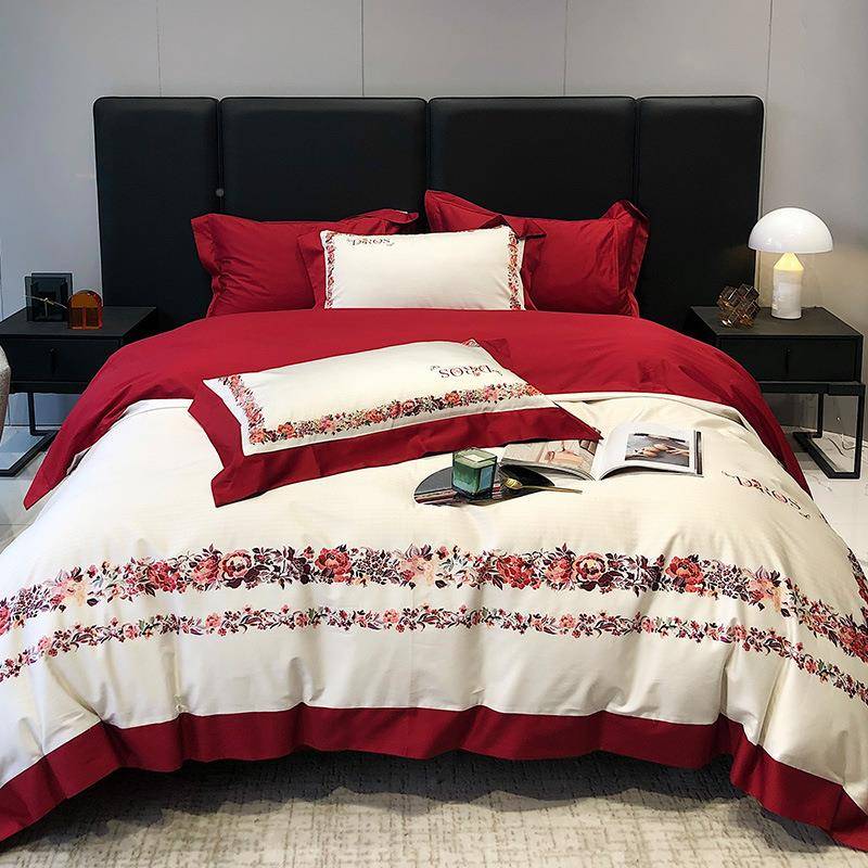 美式田园端风1FCO20全棉四件高花套卉数码印花纯支棉被套床上用品