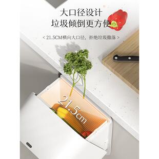 奢厨房感应垃圾桶轻壁挂家用带盖厕卫生式GVO间木纹智能厨余挂所