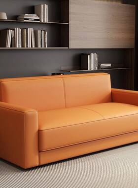 公室沙商务简办约现会44095客厅接待休组闲三人位猫爪皮沙发茶几