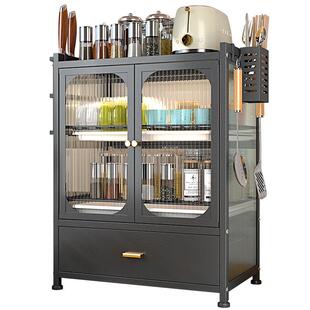 厨房碗碟置物架台面碗盘沥水架抽拉式多层收纳架家用防尘碗碟柜子