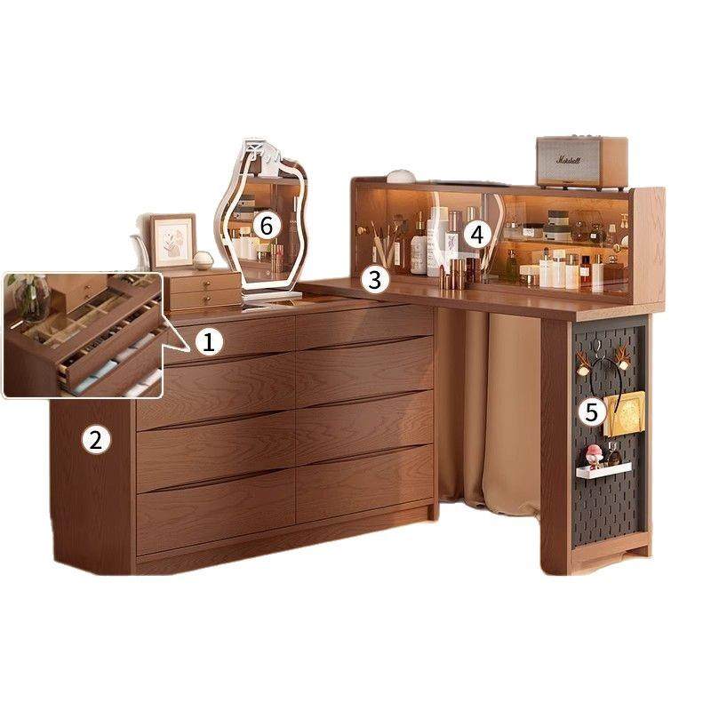 现代简约卧室化妆桌床尾收纳柜化妆台转角书桌实木梳妆台斗柜一体,住宅家具,梳妆台/桌,淘宝优惠券,粉丝福利购,淘宝优惠卷