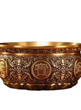 高端黄铜米缸聚宝盆招财摆件客厅家用办公室玄关财位装饰品开业礼