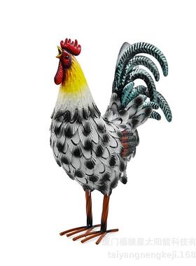 仿真公鸡铁艺摆件户外公园农场动物景观装饰创意铁艺公鸡摆件