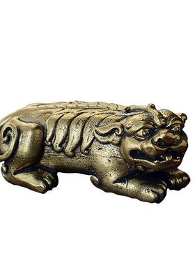 黄铜麒麟摆件桌面茶几神兽摆饰镇纸装饰品貔貅麒麟饰品摆件手把件