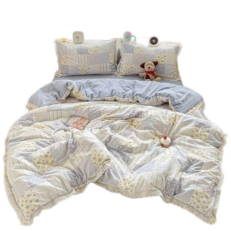 2单5款云感四件件套双层纱花边床被套新inslzymmscs风水洗棉床单