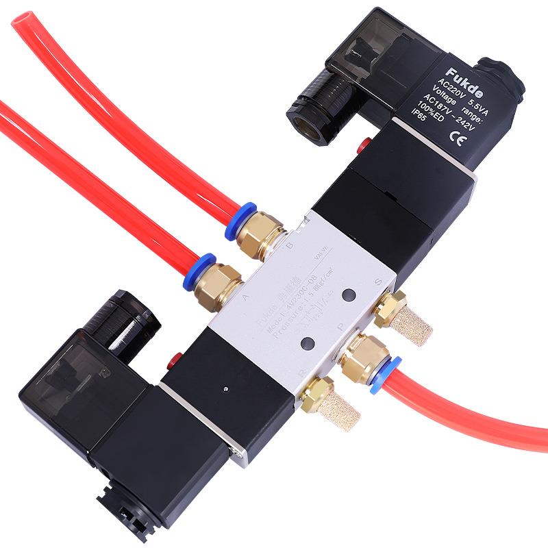 4V位五通电磁气动阀20CC一08双控20E气缸4/弗0三C-5控制阀10-10