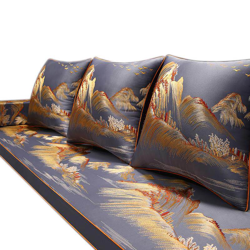 新中式沙发坐垫高端红木家具沙发垫套罩实木罗汉床五件套座垫
