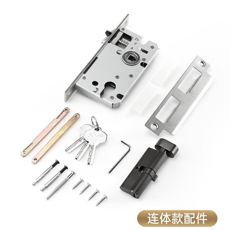 黑色室内卧室一体锁家用房间木门把手锁具通用型新款分体静音门图片