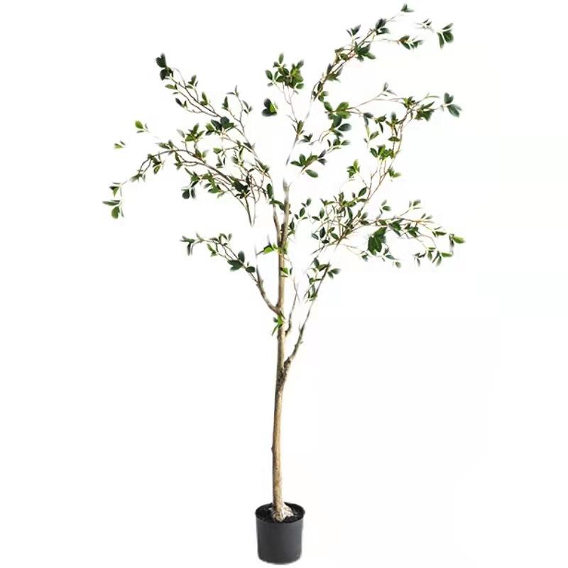富鸿ins风仿真山茶树绿植物椿树北欧客厅落地摆件室内假树花盆栽