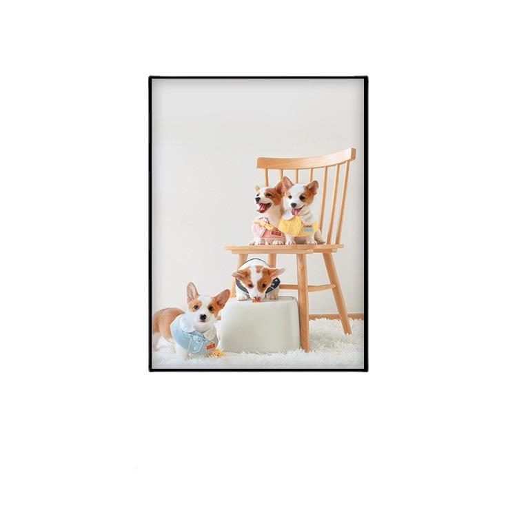 装饰画柯基宠物儿童xxg263房间狗卧室床头挂爱画竖版可动物玄狗关