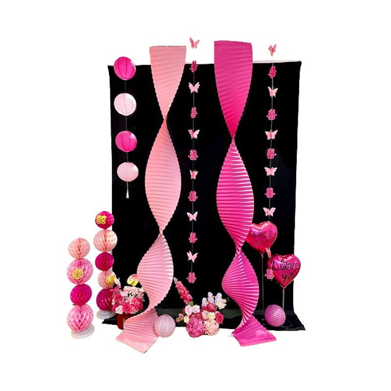 婚房厅布置男折纸套装女方客新房景装饰结拉婚晨袍拍摄背墙花灯笼