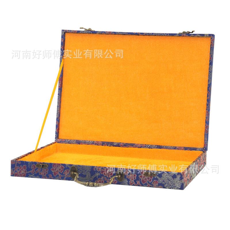 锦布全包册页盒字画锦盒包装书画礼品盒折册收藏收纳盒龙纹木质图片