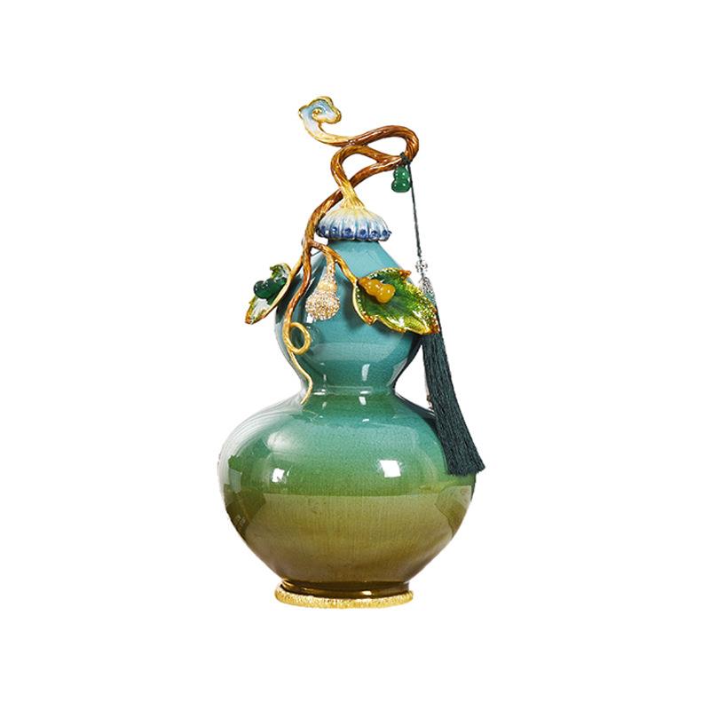 珐琅彩琉璃玉葫芦五福临门风水玄关创意茶桌摆件装饰办公室禅意