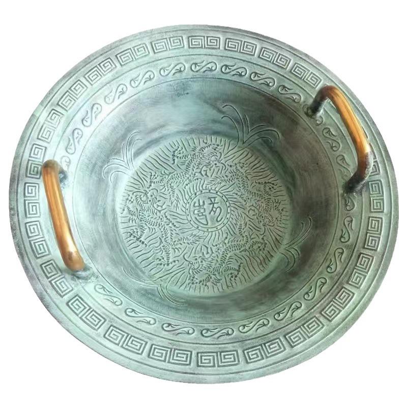 仿古青铜器龙洗盆婚庆铜盆盆跳水共振盆鱼洗沃盥礼器匜金盆洗手