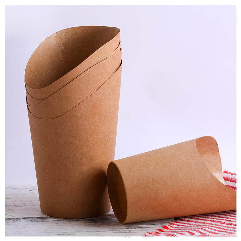 港式鸡蛋仔纸袋蛋仔杯牛皮纸薯条盒一次性防油斜口牛皮纸杯