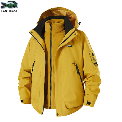 鳄鱼专柜2025新款冲锋衣三合一男女外套春秋季新款户外情侣登山服