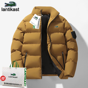 鳄鱼专柜焦糖色复古羽绒服情侣百搭加厚棉服秋冬季上新潮牌面包服