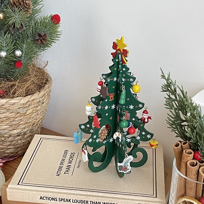 圣诞节创意木质圣诞树平安夜儿童礼物桌面装饰摆件活动礼品