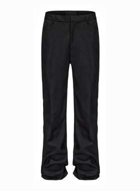 Pansk美式直筒修身微喇cleanfit裤子潮流男女百搭垂坠感休闲西裤