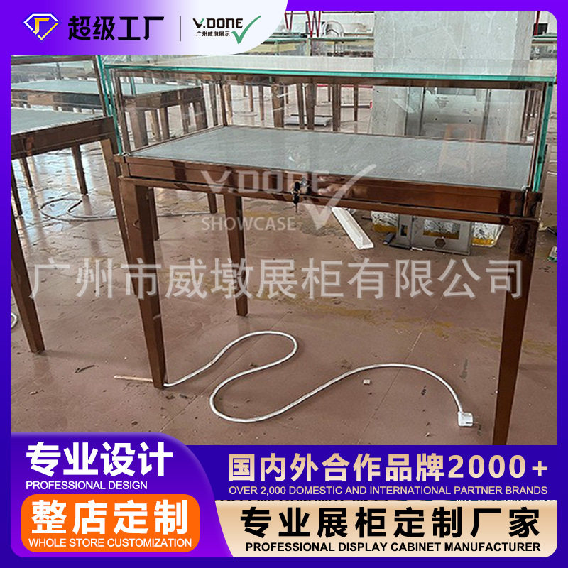 威墩定制珠宝展示柜墙柜带锁灯展柜产品壁龛轻奢玻璃中岛陈列柜
