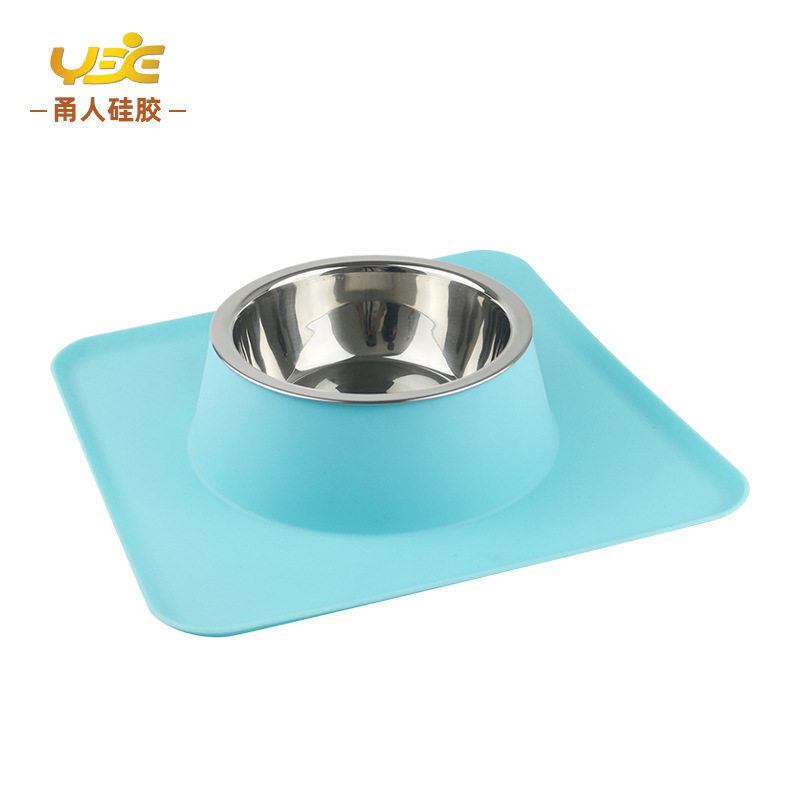 厂家供应硅胶宠物碗 不锈钢碗可折叠宠物进食餐垫 硅胶猫够宠物碗