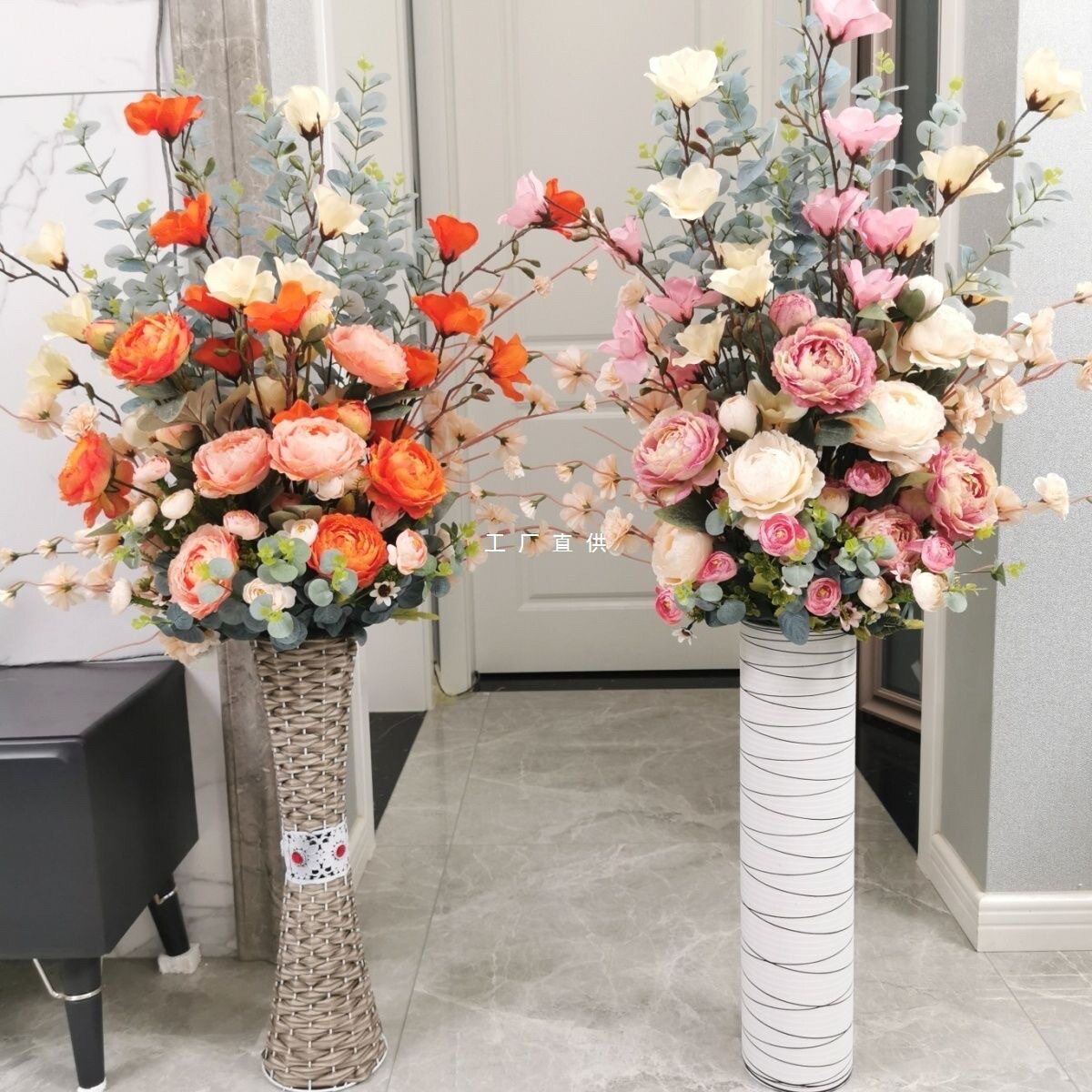 客厅落地假花玫瑰花花居家新房装饰绢花摆件室内花艺插花新款
