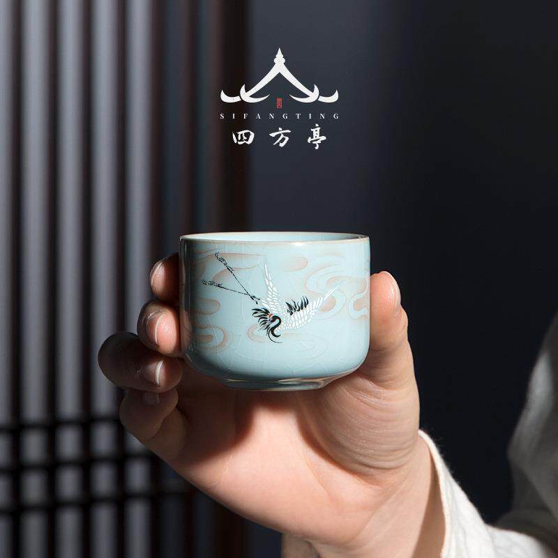 四方亭汝窑茶杯套装客人杯品茗杯功夫杯子
