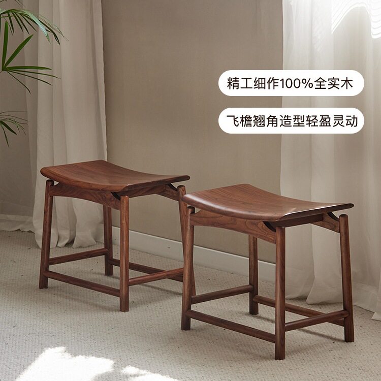 凳子实木新中式榆木换鞋凳客厅沙发矮凳餐凳板凳穿鞋凳家用化tω