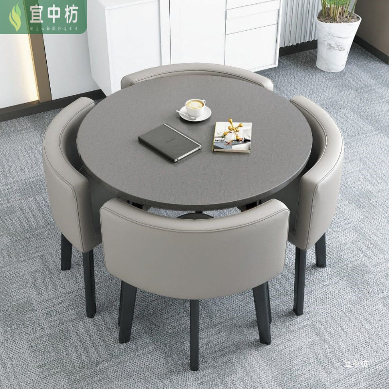 完全收纳餐椅简约现代餐桌小户型家用餐桌椅桌椅洽谈组合客厅圆桌
