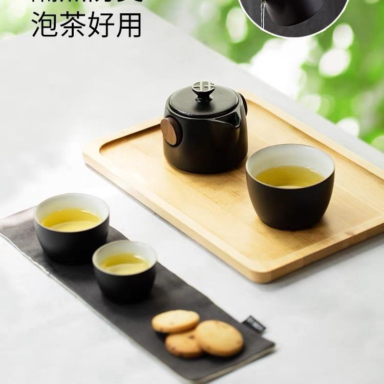 陆宝陶瓷露营茶具一壶四杯红点奖旋纹旅行便携茶具旅行装带包