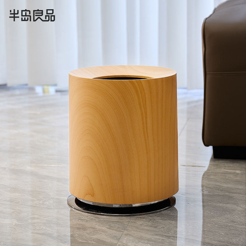 高档仿木纹垃圾桶家用客厅卧室双层大容量极简创意轻奢新中式纸篓