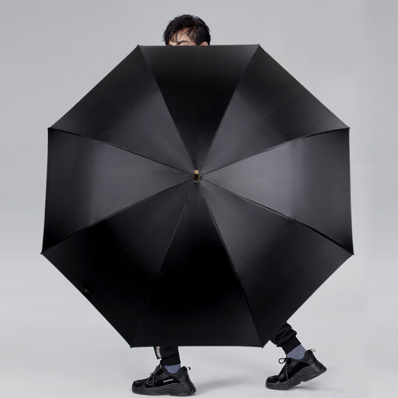 木柄商务雨伞男款长柄结实耐用新款手柄高级加厚加粗商务加固雨伞