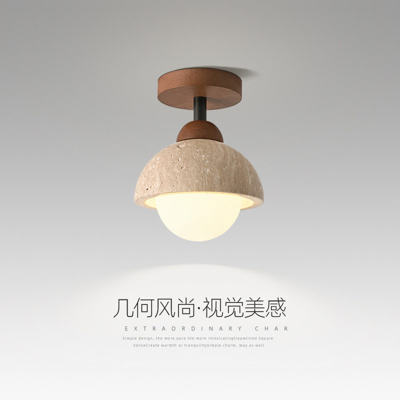 入户过道灯小黄寂石日式创意走廊中古阳台洞玄关复古吸顶灯侘风顶