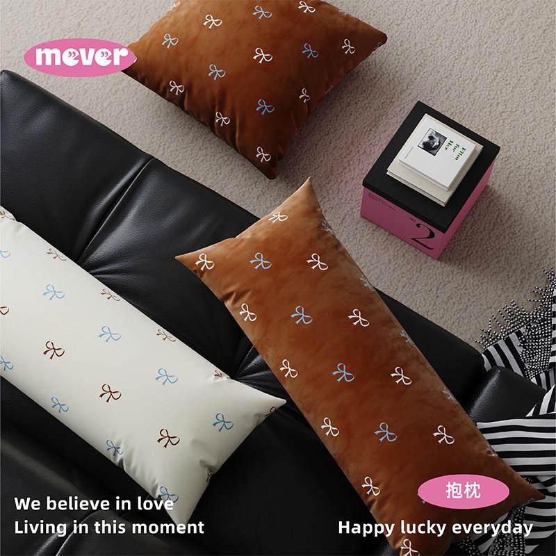 美拉德蝴蝶结少女心高级感午睡抱枕客厅沙发长条形靠枕套床上睡觉