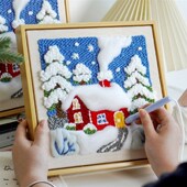 精选四季 漫语相框羊毛毡戳戳乐手工diy材料包戳戳绣毛线画初学者