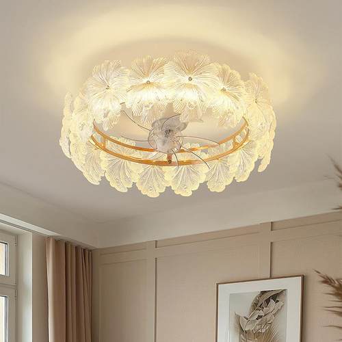 2025新款法式吊扇灯卧室专用吸顶新型水晶轻奢高级感护眼吊扇灯