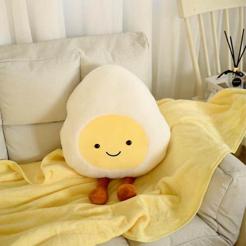 网红鸡蛋蛋君办公室午睡靠背抱枕靠枕折叠被子两用毯子二合一礼物