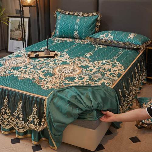 A类可裸睡床笠款冰丝凉席三件套欧式床裙席子无倒刺夏季空调席2米