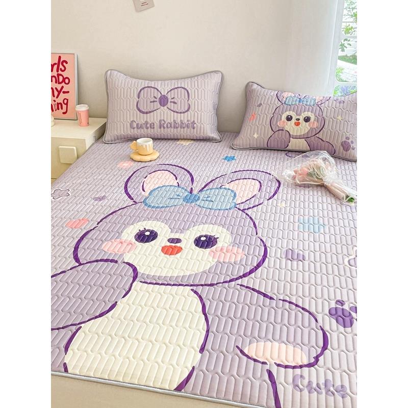 夏季冰丝乳胶双件套单、双人宿舍卡通儿童0.9空调垫1.8m2.0