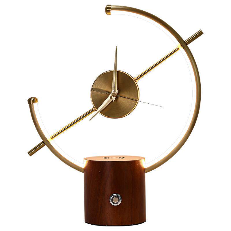 钟表台灯创意时钟台灯现代简约轻奢触摸控制无线充电卧室床头灯