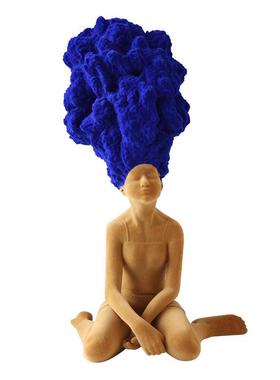 创意轻奢树脂植绒男孩女孩拼色桌面摆件客厅样板间售楼处软装饰品