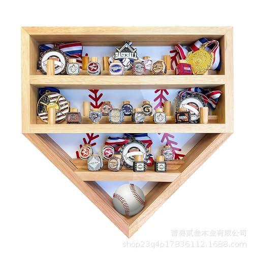 实木棒球展示架多层置物架棒球棒收纳架复古壁挂高尔夫球整理架图片