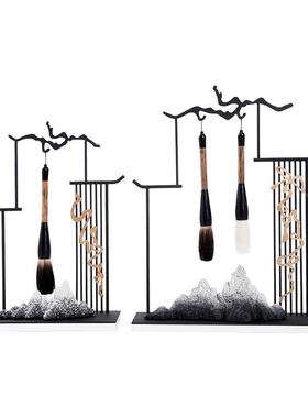 现代新中式毛笔架摆件创意家居书房书桌办公桌禅意办公室软装饰品