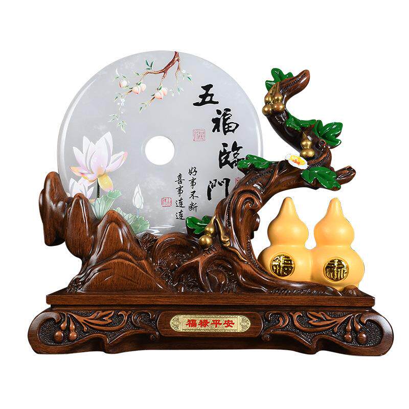工厂玉石平安扣五福临门葫芦开业乔迁礼物客厅玄关电视柜摆件