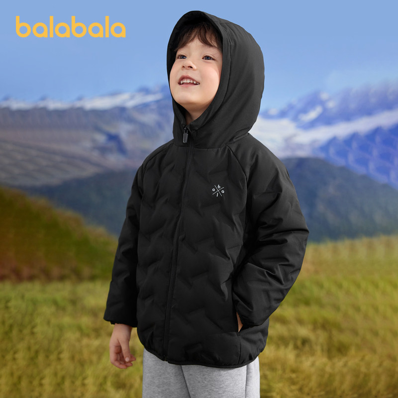 巴拉巴拉儿童轻薄羽绒服男童女童保暖外套黑色上衣冬季大新款童装