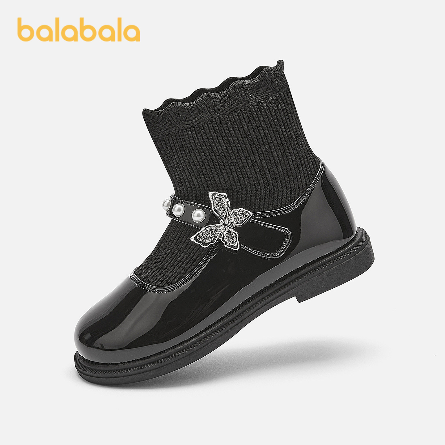 【balaOne】巴拉巴拉童鞋儿童靴子女童公主袜靴洋气春秋2025新款