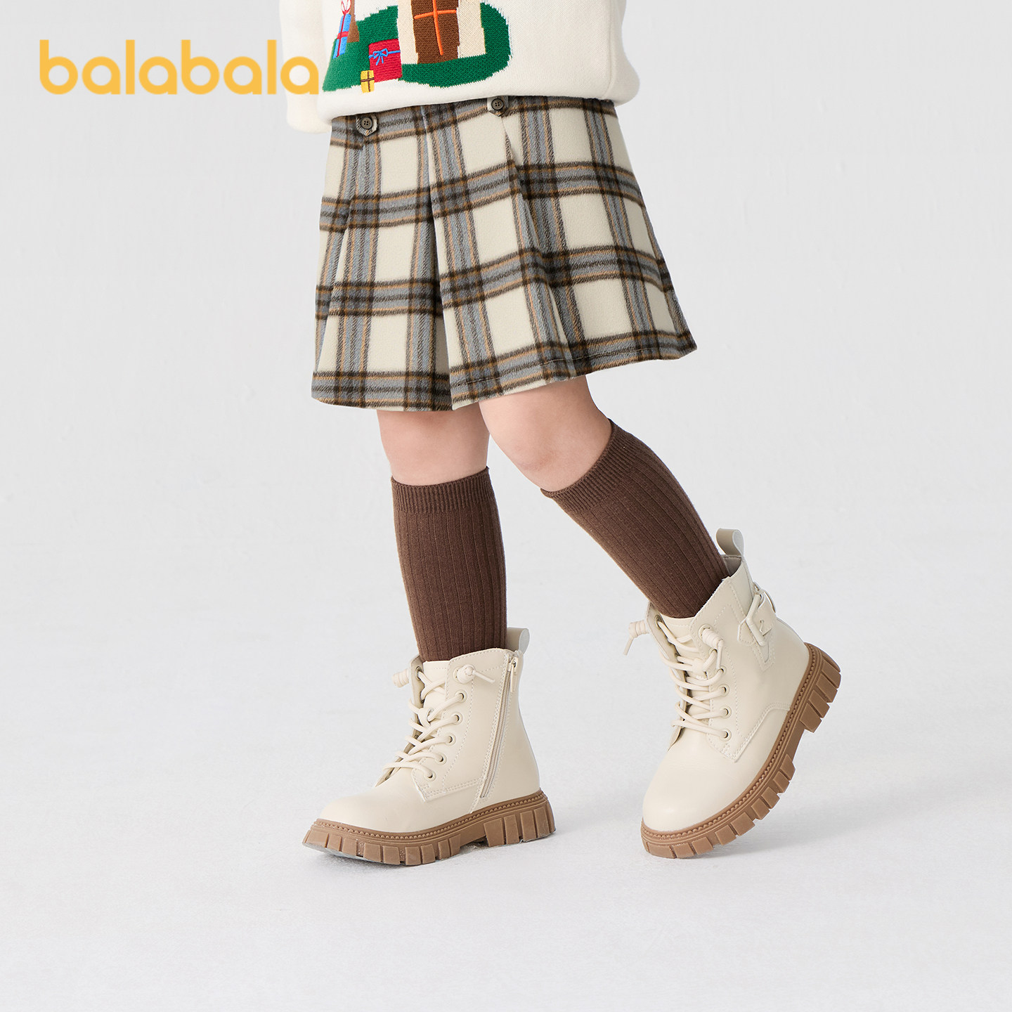 巴拉巴拉童装儿童半身裙秋冬装女童短裙中大童百搭洋气时尚百褶裙