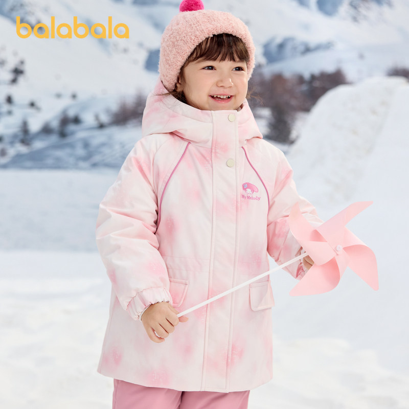 库洛米IP巴拉巴拉女童羽绒服2025新款冬装三丽鸥外套防风防水连帽