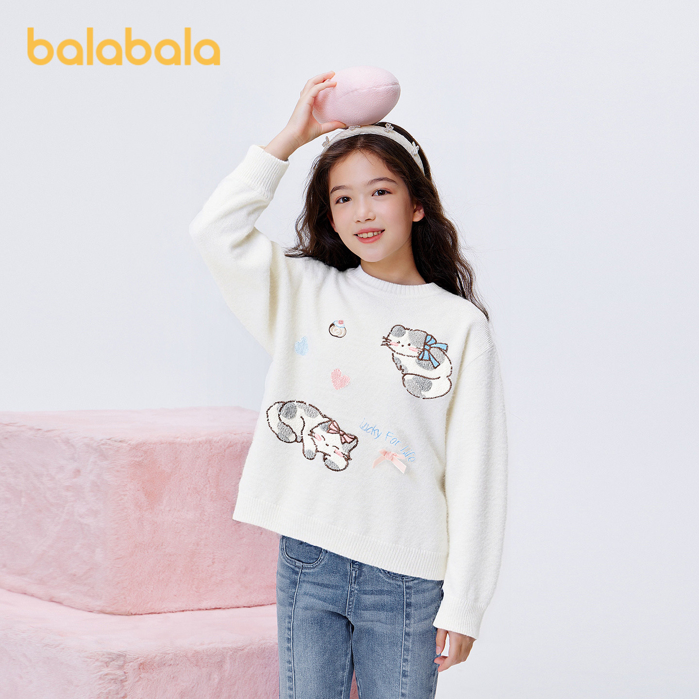 巴拉巴拉balaOne童装女童毛衫儿童2025新款冬毛衣中幼童洋气时尚
