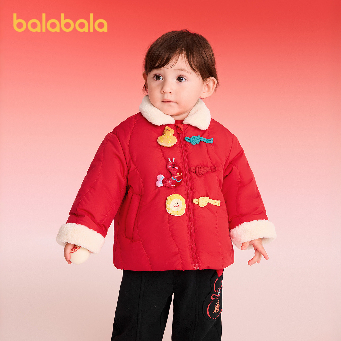 【balaOne】巴拉巴拉男童棉服新中式外套女童装春装2025新款棉袄